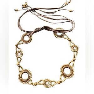 Women’s Belt Wooden Beaded Tie‎ Belt Brown Boho